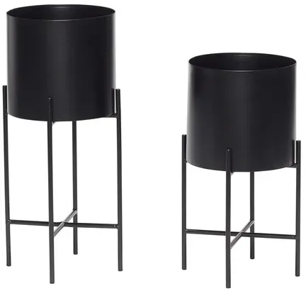 Hübsch Blumentopf mit Füßen in schwarz 2er Set