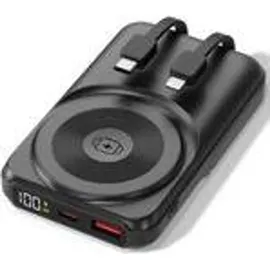 Viesta Viesta® Powerbank 10.000 mAh Schwarz – 22,5w Schnellladen, Pd20w, 15w kabelloses Laden – integrierte Kabel (usb-c & Lightning), Led-display, S... - Schwarz