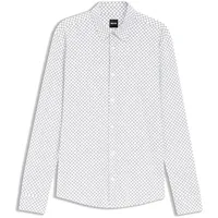 Boss Slim Fit Freizeithemd mit Allover-Muster Modell 'P-ROAN-K-F-261', Weiss, L