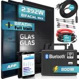 sunniva SUNNIVA® Balkonkraftwerk 800W komplett Steckdose TSUN Wechselrichter, Solaranlage Komplettset, 4x 460W BIFAZIAL, FULL BLACK, Glas-Glas Solarmodule, inkl.5m Kabel, Bluetooth