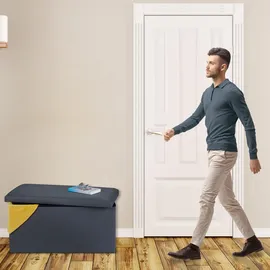 Relaxdays Sitzbank, Stauraum, Kunstleder, faltbar, gepolstert, Flur, Schlafzimmer, HBT 37,5 x 76,5 x 38,5 cm, dunkelgrau