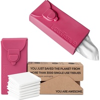 LastTissue® Taschentücher Box - Umweltfreundlich Wiederverwendbare Bio Taschentücher aus Baumwolle (Rot)