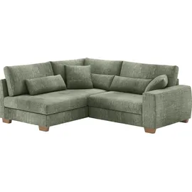 Mr. Couch Ecksofa MR. COUCH "Hilla L-Form", grün, B:227cm H:68cm T:190cm, Dolce (100% Polyester), Sofas, Ecksofa, Mit Federkern, wahlweise mit Bettfunktion und Taschenfederkern