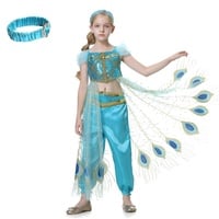 Lito Angels Prinzessin Jasmin Kostüm Kleid mit Stirnband Verkleidung für Kinder Mädchen, Top und Hosen Set Größe 8-9 Jahre 134, Stil G