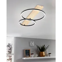 EGLO LED Deckenleuchte Boyal Schwarz-Braun 2 x 12 W