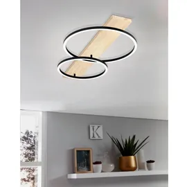 EGLO LED Deckenleuchte Boyal Schwarz-Braun 2 x 12 W