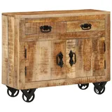 vidaXL Sideboard, Kommode mit Schubladen 1 Fach, Wohnzimmerschrank Anrichte mit Räder, Schrank Beistellschrank Flurschrank, Massives Raues Mangoholz