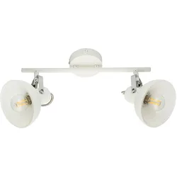 Deckenleuchte schwenkbar Deckenstrahler Glas weiß Deckenlampe Chrom, Schalter, App Steuerung CCT, 2x Smart RGB LED 5W 470Lm, L 35 cm