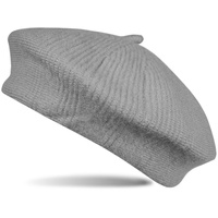 styleBREAKER Baskenmütze (1-St) Feinstrick Baskenmütze mit Streifen Muster grau