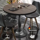 GGM Möbel BD | Bistro Tisch | Ø 70 x 75,5 cm | Rund | Schwarzer Rand | Light Wenge / Schwarz