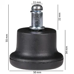 Kadima Design Bürostuhl Gleiterset: Hochabriebfest, 55 mm Höhe, 100% Polyurethan, Schwarz, für verschiedene Bodenbeläge. 5x5x5 cm