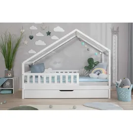 TICAA Hausbett Lou 100 x 200 cm Kiefer massiv weiß