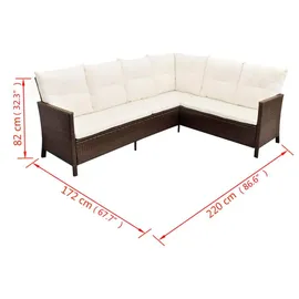 vidaXL Polyrattan Lounge-Set mit Auflagen 4-tlg. braun 43095