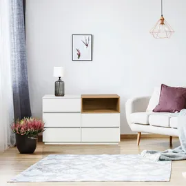 hjh living Sideboard 120 x 76 x 40 cm Weiß/Eiche