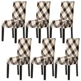Vivi Idee Stuhlbezug Stuhlhussen 4/6er Set Spannbezug für Esszimmerstühle Schwingstuhl, Elastische Waschbar Hochzeit Büro Partys Deko beige