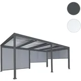 Mendler Alu Pergola HWC-L41 mit 3x Seitenwand, Lamellen-Pavillon, stabiles 8cm-Metall-Gestell 3x6m - anthrazit