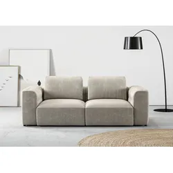 2-Sitzer RAUM.ID "Cushid", grau (taupe), B:218cm H:62cm T:109cm, 100% Polyester, Sofas, Modulsofa, bestehend aus 2 Teilen, Breite 218 cm
