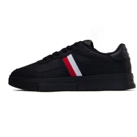 Tommy Hilfiger Herren, Sneaker, Supercup Leather Stripes - 60325, Schwarz, 42