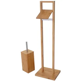 Mendler Badezimmerset HWC-B18, WC-Papierhalter Klopapierhalter Badematte Badvorleger Badmöbel Badset, Bambus