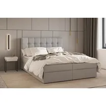 moeblo Möblo Boxspringbett, Hellgrau, Holz, Rechteckig, 140x200 cm, Schlafzimmer, Betten, Boxspringbetten