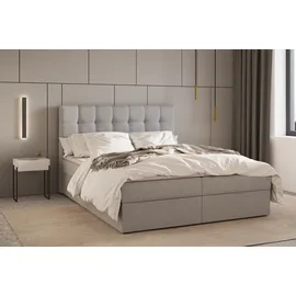moeblo Möblo Boxspringbett, Hellgrau, Holz, Rechteckig, 140x200 cm, Schlafzimmer, Betten, Boxspringbetten