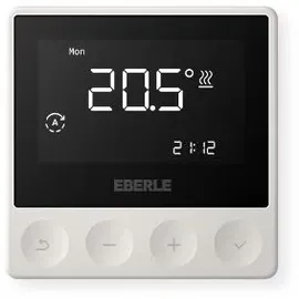 EBERLE 567194458600 AP-Uhrenthermostat als Raum-/ Fußbodenregler, Wochenprogramm, 5...30 C, 10...40 C (Boden), RAL 9016, AC 230V, Triac (18 W),