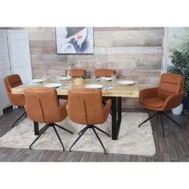 MCW Esszimmerstuhl MCW-K32, Küchenstuhl Lehnstuhl Stuhl, drehbar Auto-Position, Stoff MVG ~ Wildleder-Optik braun