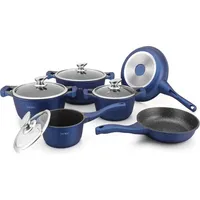 Bratpfannen- und Kochtopfset, 6 Kochgeschirr - Blau - Blau