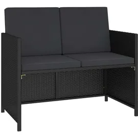 vidaXL Garten-Essgruppe mit Auflagen Polyrattan 6-tlg. schwarz