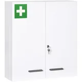6-stöckiger Medizinschrank Mit Schloss Und 2 Sicherheitsschlüsseln, 55 X 18 X 60 Cm, Weiß