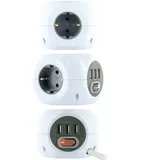 Schwaiger 661507 Steckdosenwürfel 3-Fach Steckdosenleiste Multifunktionssteckdose Haushaltssteckdose 3X USB-Anschluss Mehrfachsteckdose Steckdose Steckdosenverlängerung EIN-Ausschalter 1,4 m Kabel