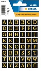 HERMA 4130 Buchstabenetiketten 13 x 13 mm Gold, Schwarz 10 Packungen à 96 Etiketten
