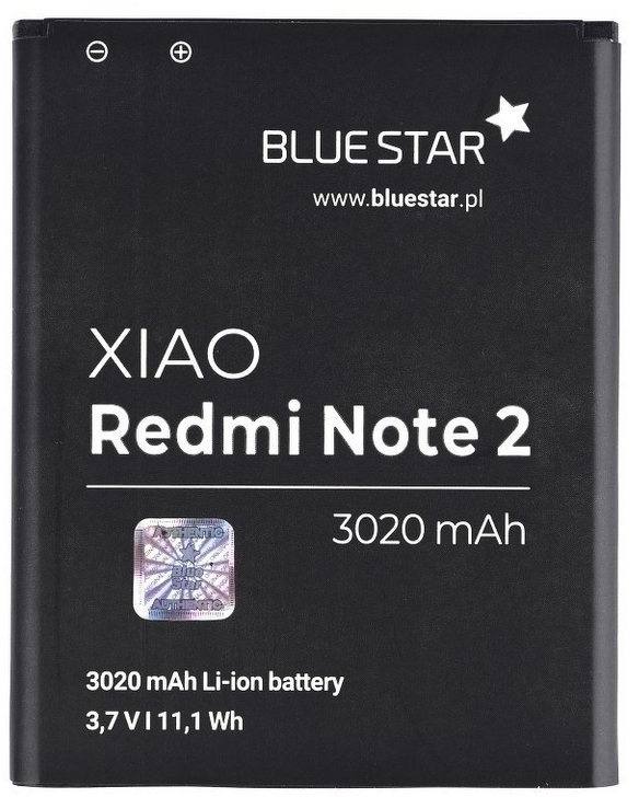 BlueStar Akku Ersatz kompatibel mit Xiaomi Redmi Note 2 3020 mAh Austausch Batterie Accu BM45 Smartphone-Akku