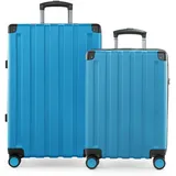 Hauptstadtkoffer Q-Damm - 2er Kofferset, Trolley-Set, TSA, Rollkoffer, Reisekoffer, (S & M), Cyanblau