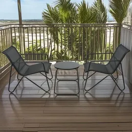 AMBIANCE Gartenmöbelset, Tisch mit Stühlen - Schwarz