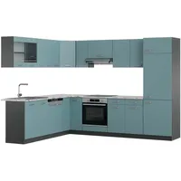 Vicco Winkelküche R-Line L-Form 227 x 287 cm Blau-Grau/Anthrazit