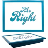 The Leonardo Collection Knietablett mit Aufschrift His N Hers Christmas, Motiv: Mr Right zum Servieren und Frühstück, bequemes Knietablett mit Sitzsackkissen, langlebige Knietabletts zum Essen auf