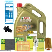 5L Castrol Edge LL 5W-30 Motoröl + Ölfilter + Luftfilter + Innenraumfilter + Kraftstofffilter