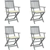 vidaXL Klappbare Gartenstühle 4 Stk. mit Sitzkissen Massivholz Akazie