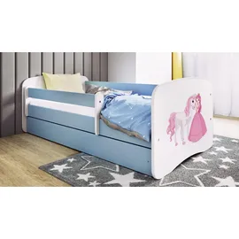 raumhirsch furniture Kinderbett mit Motiv Pferd 80 x 180 cm Holzwerkstoff blau