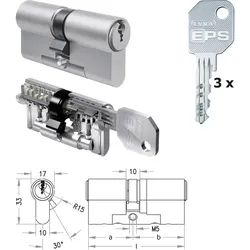 Doppelzylinder - Schließsystem EPS-Modul / Nickel matt -  73 / 46 / 27