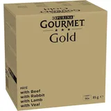 PURINA Gourmet Gold Feine Pastete Katzenfutter Kaninchen, Rind, Kalb Lamm 96x85g