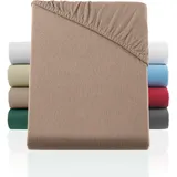 BaSaTex Flausch Feinbiber Winter Spannbettlaken Biber Spannbetttuch | 100% Baumwolle | 180x200 cm | Taupe