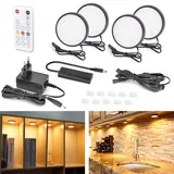 WOBANE Unterbauleuchte Küche LED Dimmbar,4er Heller LED Vitrinenbeleuchtung mit Fernbedienung,Warmweiß Schrankleuchten für Küche,Schrank,Regale,2700K,112 LEDs,Timing,Schwarz