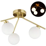 Relaxdays Deckenlampe Globi G9 Fassung, Kugeln aus Milchglas, Midcentury Lampe, H x D: 24,5 x 36 cm,