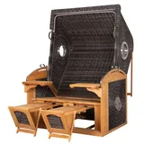 deVries PURE® Strandkorb deVries PURE® Sailor XL - PE stone grey - Dessin 107, BxTxH: 135x90x165 cm, Halblieger, Ostsee-Strandkorb grau