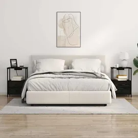 vidaXL Nachttisch mit Ladestation Schwarze Eiche Holzwerkstoff