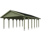 SKANHOLZ Skan Holz Wallgau - Satteldach Doppelcarport Breite 620 cm Gr. 3 - 620 x 900 cm Dachschalung mit Dachschindeln (schwarz) farblich unbehandelt Holzcarport