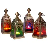 Marrakesch Orient & Mediterran Interior Orientalische Laternen 4 Set Laterne Basil bunt 16cm | Grün - Blau | Lila - Orange