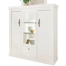 furn.design Highboard, Weiß, Holzwerkstoff, Nachbildung,Pinie, 8 Fächer, 141x146x45 cm, Wohnzimmer, Kommoden & Sideboards, Highboards